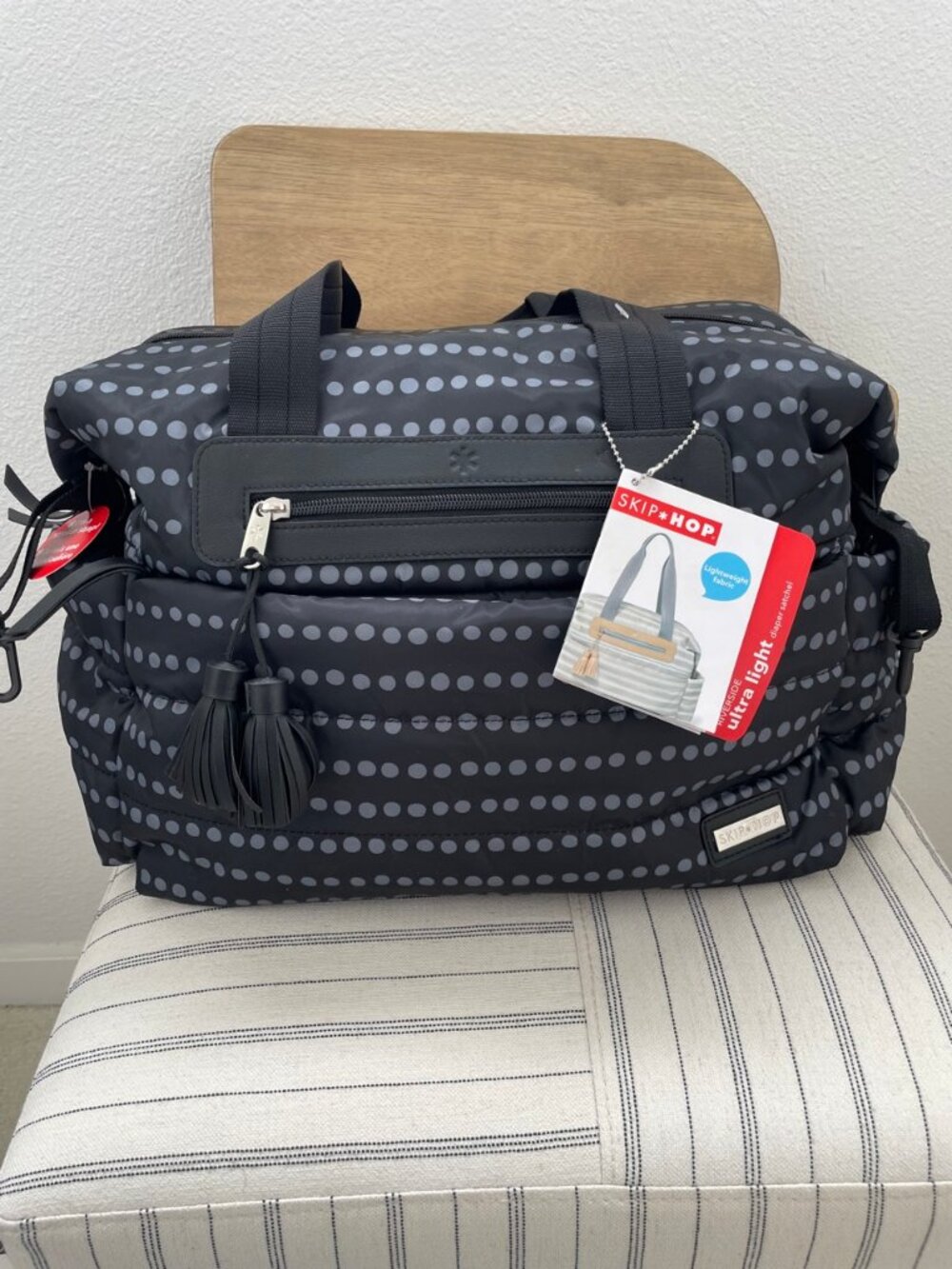 SALE! NWT Skip Hop Riverside Ultra Light Diaper Bag Satchel Black Dot
